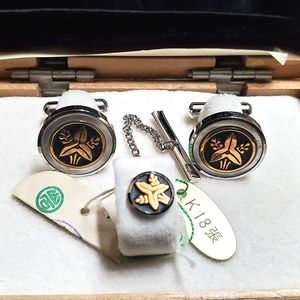 Vintage Japanese Sun Eagle Cufflinks, Tie Tac Set